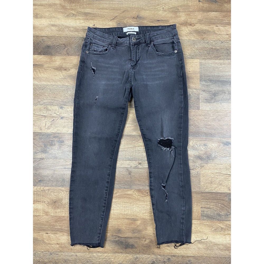 Pistola Black Distressed Skinny‎ Jeans Size 27
